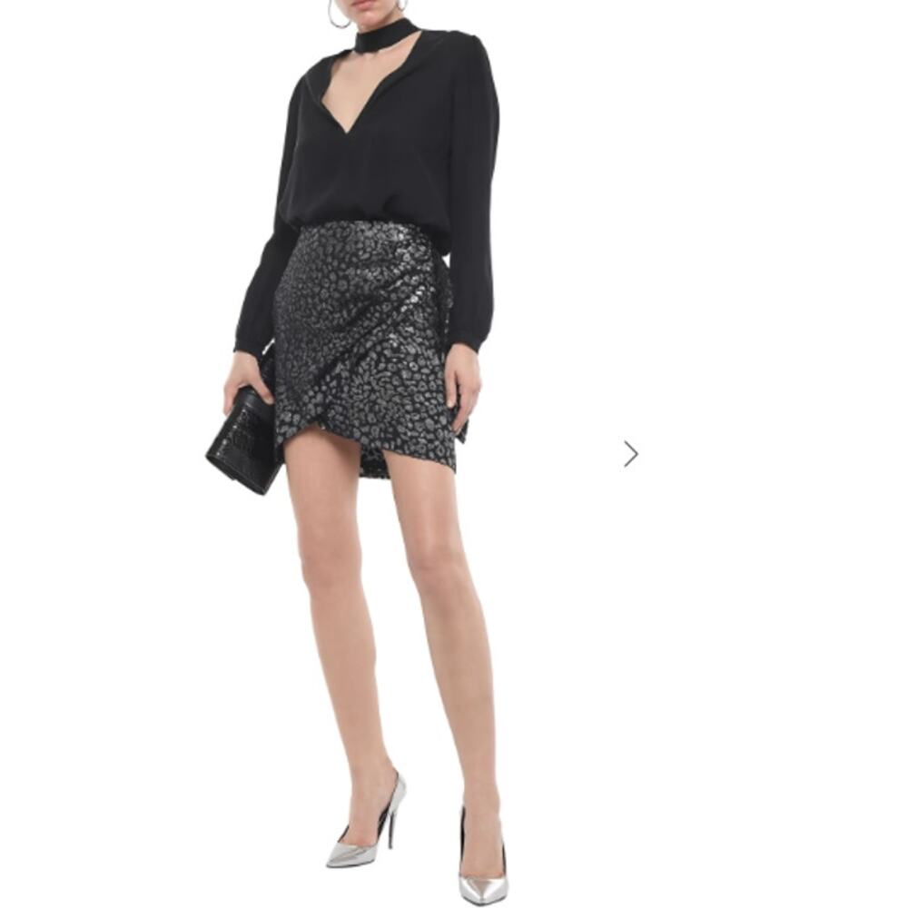 IRO PARIS  baying wrap-effect leopard-print fil coupé chiffon mini skirt